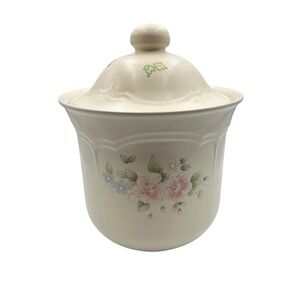 Vintage Pfaltzgraff Tea Rose Dragonfly Cookie‎ Jar Canister Cottagecore Large